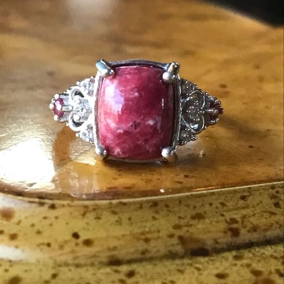 Norwegian Thulite Sterling Silver Ring Size 6 - Picture 9 of 9